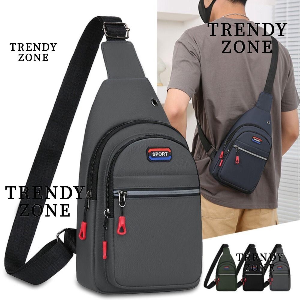 Trendyzone กระเป๋าคาดอก กระเป๋าคาดเอว ผ้าแคนวาส ความจุขนาดใหญ่ สีดํา สีเทา สีฟ้า สีเขียว อเนกประสงค์ สไตล์สปอร์ต สําหรับผู้ชาย
