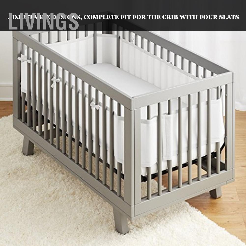 LivingS 2 ชิ้น Breathable ตาข่าย Crib Liner ทารก กันชนเตียงเด็กอุปกรณ์เสริม