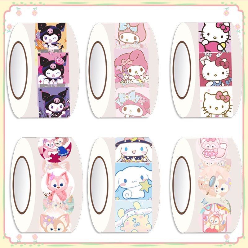 200 ชิ้น/ม้วนสติ๊กเกอร์ซานริโอ Kawaii Hello Kitty Melody Kuromi Cinnamoroll กระเป๋าเดินทาง Graffiti สติกเกอร์ปิดผนึกของเล่นเด็กนำมาใช้ใหม่ตกแต่งห้อง 【sunny】