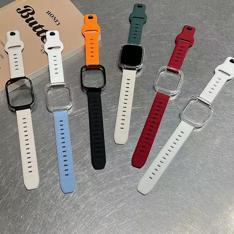 สายนาฬิกาข้อมือซิลิโคน พร้อมเคสป้องกัน สําหรับ Xiaomi Redmi Watch 4 3 Redmi Watch 3 Active 2 Poco Mi Watch Lite Smart Watch อุปกรณ์เสริมสําหรับเปลี่ยนสายนาฬิกาข้อมือ