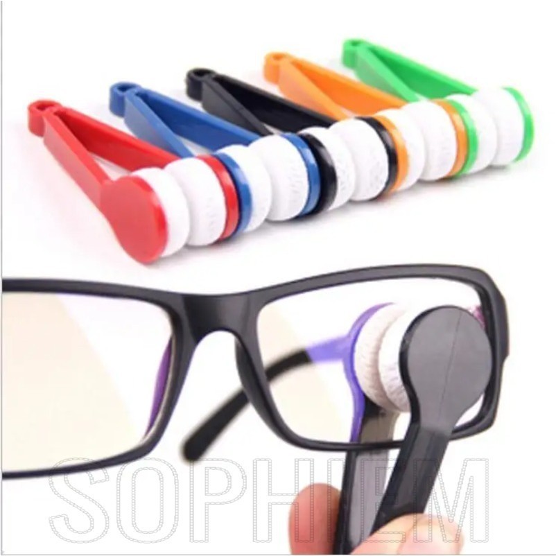 Sfse - 5 สี - แบบพกพา - คลิปทําความสะอาดแว่นตา ขนาดเล็ก - เครื่องมือทําความสะอาดที่นุ่มนวลเป็นพิเศษ - สําหรับเด็กนักเรียนครูสํานักงาน - แปรงแว่นตาสองด้าน - มัลติฟังก์ชั่น