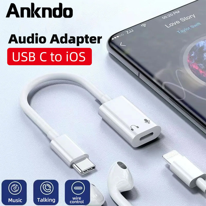 Ankndo อะแดปเตอร์ USB C เป็น Light/ning for Phone 15 Pro Max Plus i/Pad ชาร์จเร็ว ถ่ายโอนข้อมูล เพลง การโทร