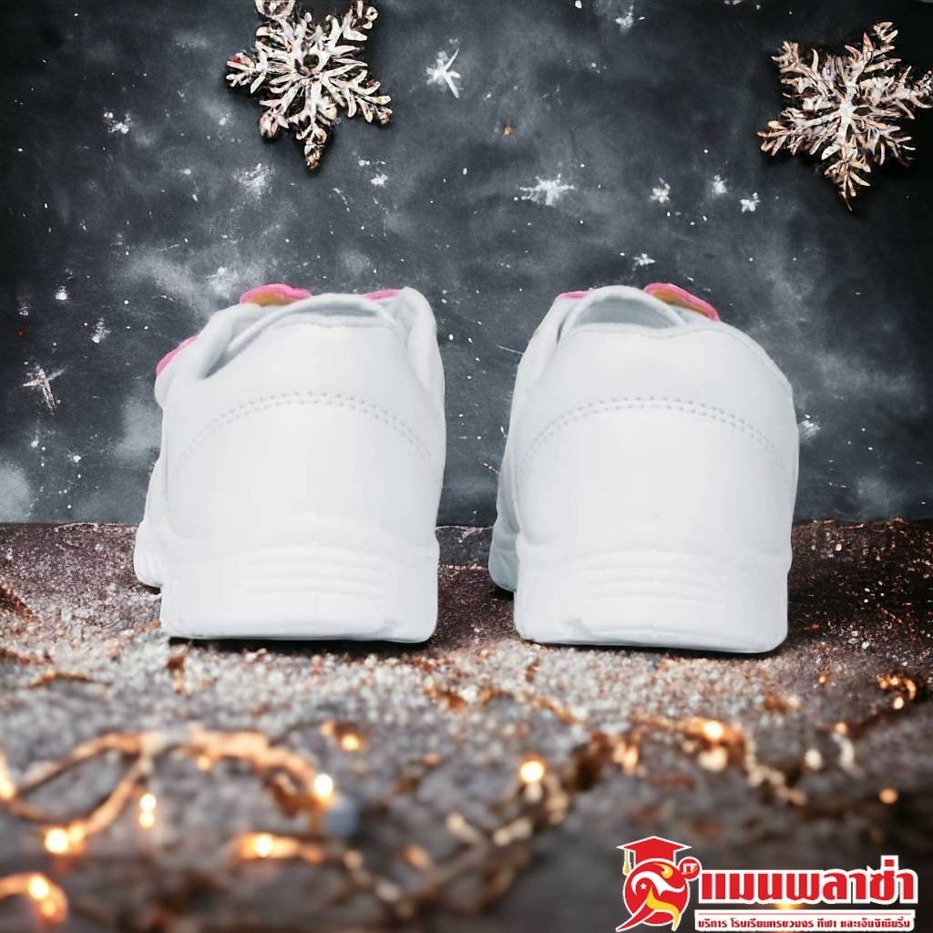 รองเท้านักเรียนอนุบาล รองเท้าผ้าใบสีขาว มีไฟ Gerry Gang รุ่น PC-2219 - รูปที่ 3