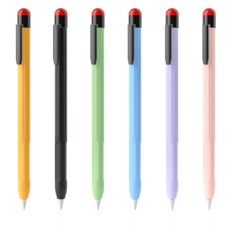 เคสสีลูกกวาดสําหรับ Apple Pencil Pro 2 Gen Soft Silicone Clip Sleeve Anti-slip สําหรับ iPad Pen Protector