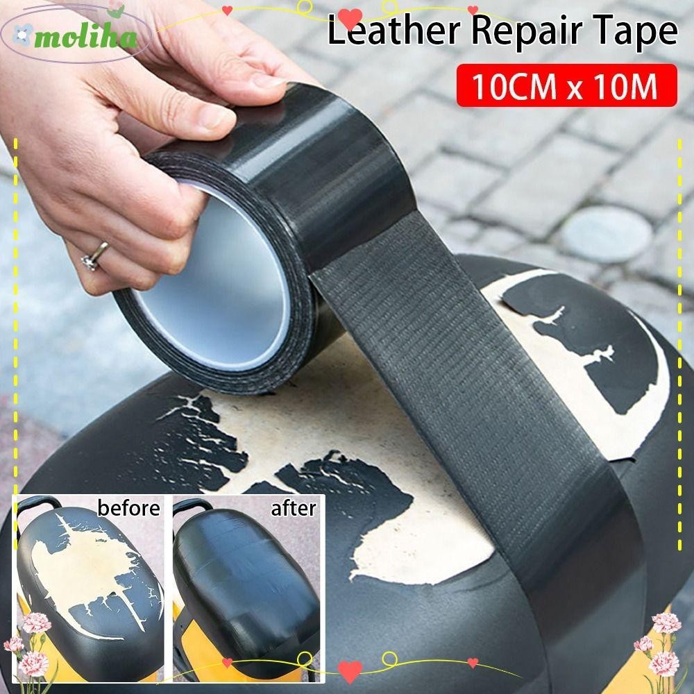 Moliha แผ่นปฐมพยาบาล หนัง PU มีกาวในตัว กันน้ํา สีดํา สําหรับซ่อมแซมโซฟา เบาะรถยนต์ แจ็กเก็ต รองเท้า เฟอร์นิเจอร์ 1 ม้วน