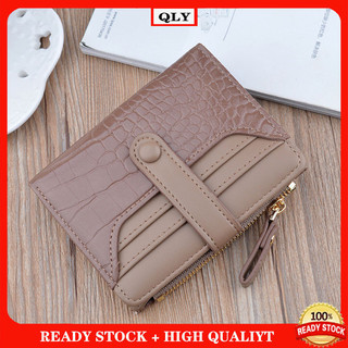 New Women's Short Fashion Crocodile Pattern Zipper Buckle Leather Change Bag & Card Holder
