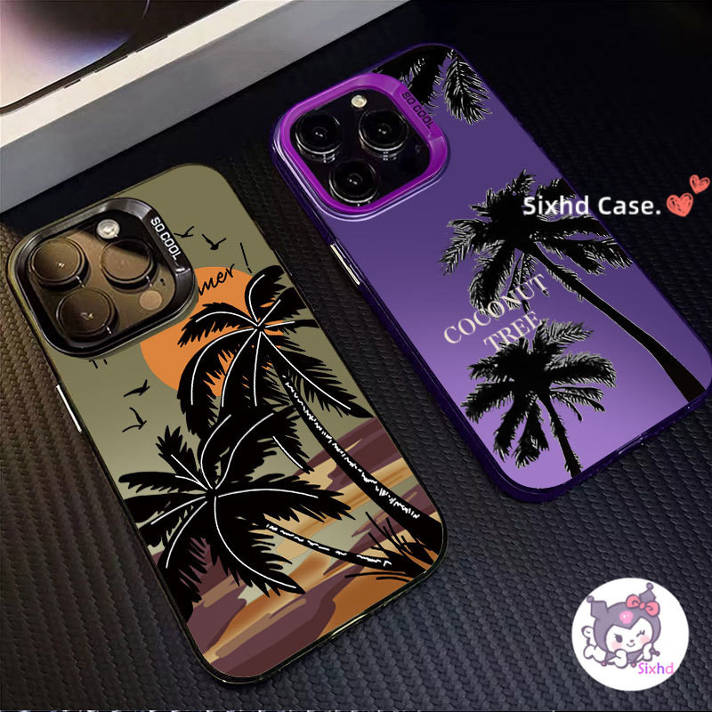 เคสมือถือ แบบแข็ง ลายต้นมะพร้าว กันกระแทก 2 in 1 สําหรับ Realme C67 C55 C53 C33 C35 C51 C30S C15 C11 Note 50 C25Y C21Y C30 C25 C12 C3 5i 5s 6i 8i 8Pro Narzo 50i 50A Prime