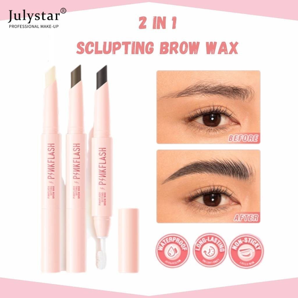 JULYSTAR Pinkflash 2-in-1 กันน้ำ Sculpting Brow Wax พร้อมแปรง Long-Lasting Brow Tinted Lift Brow จัดแต่งทรงผมสบู่คิ้วสีดำสีน้ำตาล