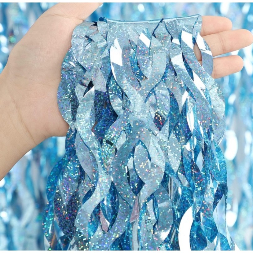 แนะนำ ผ้าม่าน ผ้าม่านฟอยล์ ลายนางเงือก ทะเล มหาสมุทร โฟรเซ่น สีฟ้า สําหรับตกแต่งปาร์ตี้ เบบี้ชาวเวอร์ ราคาพิเศษ มีเก็บเงินปลายทาง