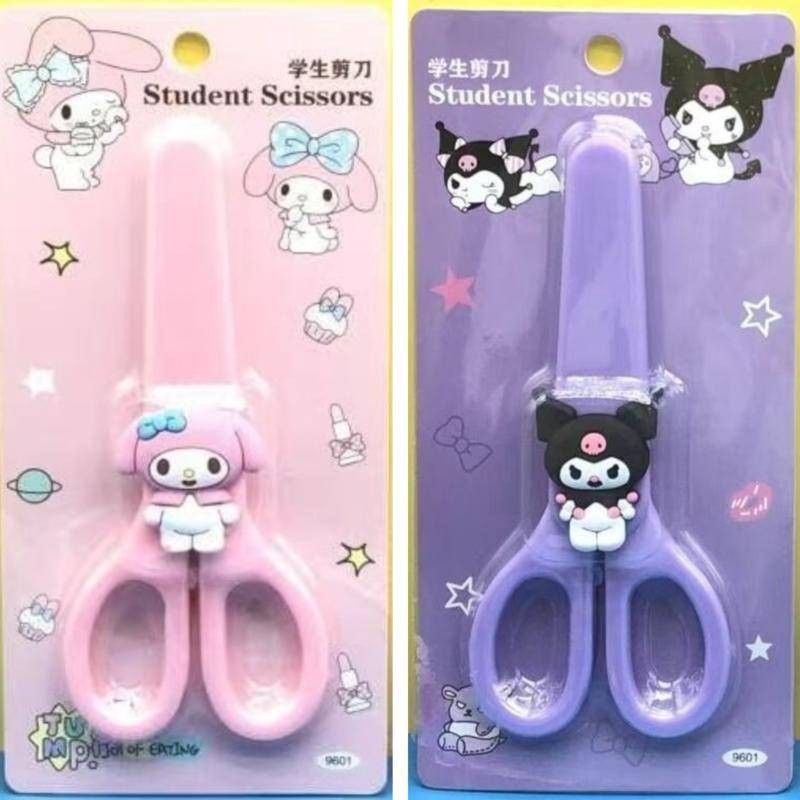 Sanrio Mymelody Kuromi Cinnamoroll กรรไกรสเตนเลส แบบพกพา 4 แบบ สําหรับโรงเรียน เด็ก