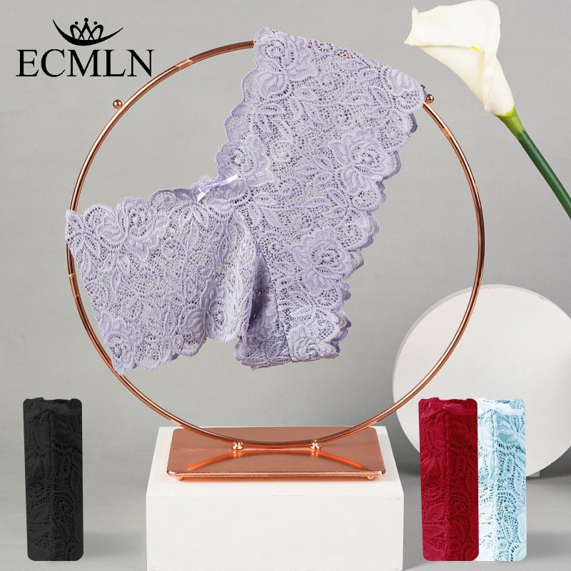 Ecmln กางเกงชั้นใน เอวสูง แต่งลูกไม้ สีพื้น ยอดนิยม สําหรับผู้หญิง