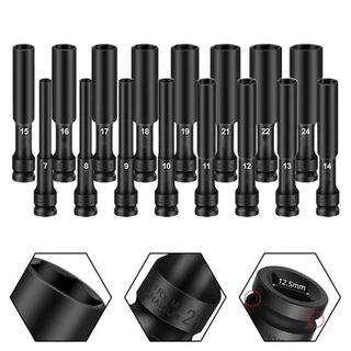 ลูกบล็อค ยาว128MM ขนาด4หุน สีดำ ลูกบล็อก ปากหกเหลี่ยม 1/2นิ้ว(4หุน) ลูกบ๊อก บล็อกลม ชุดลูกบล็อกยาว ชุดบล็อก ชุดประแจไฟฟ