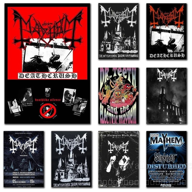 โปสเตอร์ภาพวาดผ้าใบ พิมพ์ลาย Mayhem สไตล์โมเดิร์น ไร้กรอบ สําหรับตกแต่งบ้าน ห้องนั่งเล่น ครอบครัว