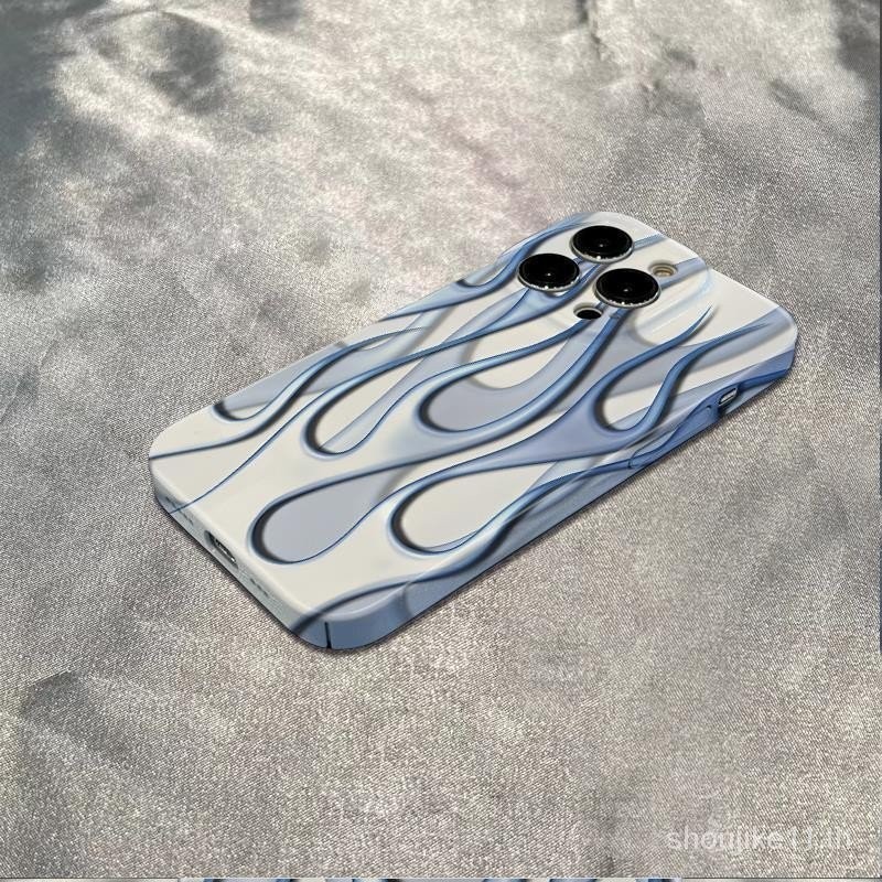 ใหม่ เคสโทรศัพท์มือถือแบบแข็ง ลายเปลวไฟสีฟ้า สร้างสรรค์ สําหรับ Iphone 15 14promax 13 12 11 xsmax 7 8p MU3C