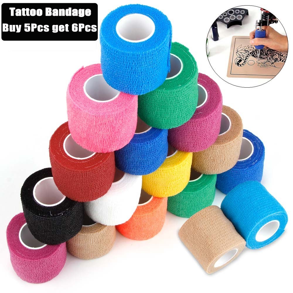 2.5*450 ซม.ผ้าพันแผลแบบมีกาวในตัว NonWools Tattoo Handle พร้อมการเคลื่อนไหวแบบยืดหยุ่นมัลติฟังก์ชั่น
