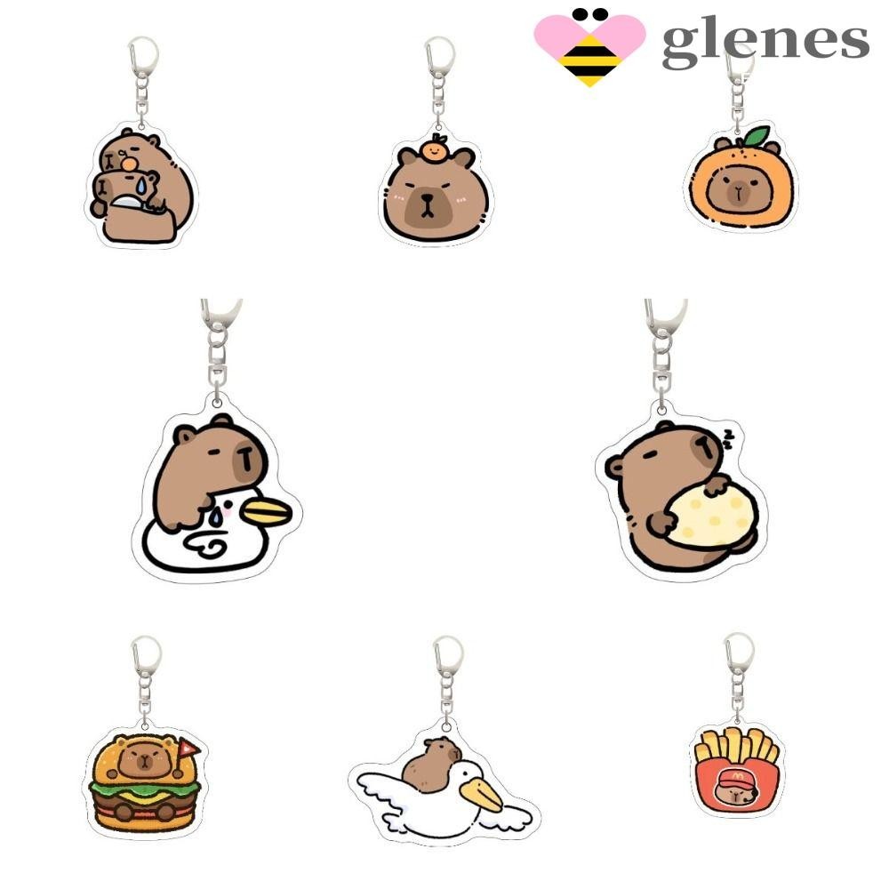 Glenes Capybara พวงกุญแจอะคริลิค จี้รูปลูกสุนัขคาปิบาราน่ารัก สร้างสรรค์ สําหรับแขวนกระเป๋าเป้สะพายหลัง