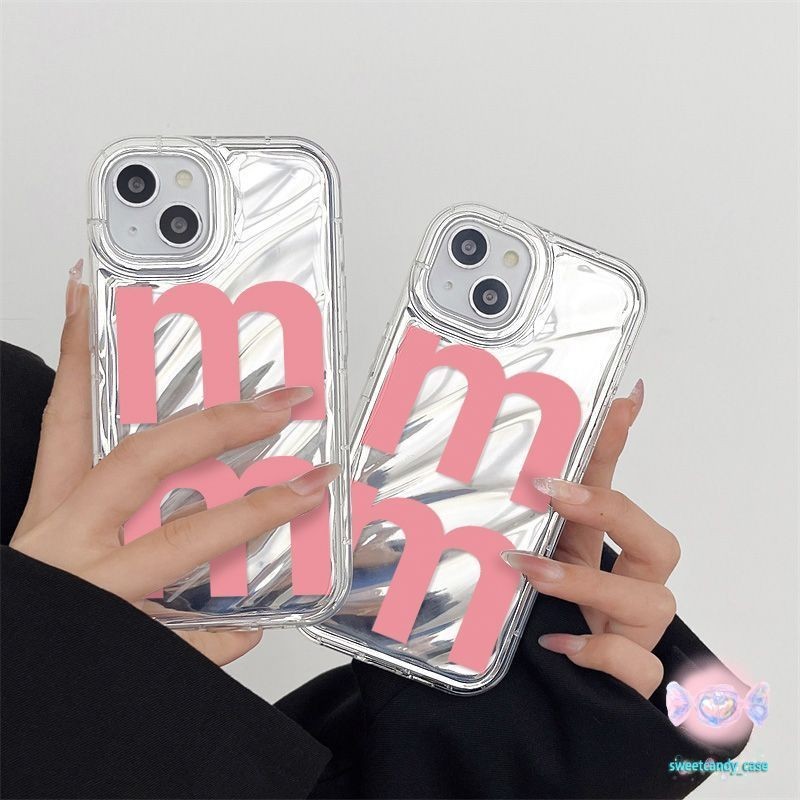 สีชมพูตัวอักษรรูปแบบเปลือกโทรศัพท์มือถือใช้งานร่วมกับiPhone14 11 12 13 15 Pro Max X XR XS Max 6 7 8 14 15 Plus cover