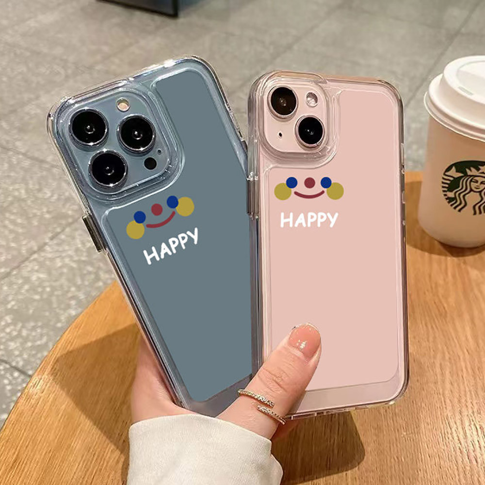 ชัดเจน เคสโทรศัพท์มือถือสำหรับ for iPhone 15 11 13 12 14 Pro Max XR 7 8 Plus X XS MAX SE 2020 เคสลายการ์ตูนหน้ายิ้ม