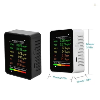 ราคาถูก สต๊อกจำกัด 🚚6 In 1 เครื่องตรวจจับคุณภาพอากาศ PM2.5 PM10 HCHO TVOC CO CO2 CO คาร์บอนไดออกไซด์ ฟอร์มาลดีไฮด์ หน้าจอ LCD ขนาดใหญ่ แบบพกพา สําหรับบ้าน สํานักงาน โรงแรม เดสก์ท็อป