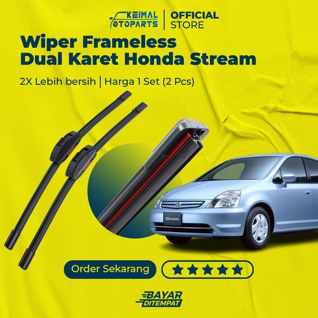 ที่ปัดน้ําฝนยางคู่ Honda Stream Double Blade 1 ชุดน้ํายาทําความสะอาดกระจกรถยนต์คู่ซ้ายและขวา