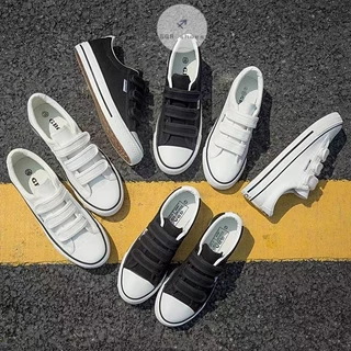 👣รองเท้านักเรียน👣สินค้าพร้อมจำหน่าย รองเท้าผ้าใบแฟชั่นสตรีสไตล์เกาหลี เวลโครก็สะดวก