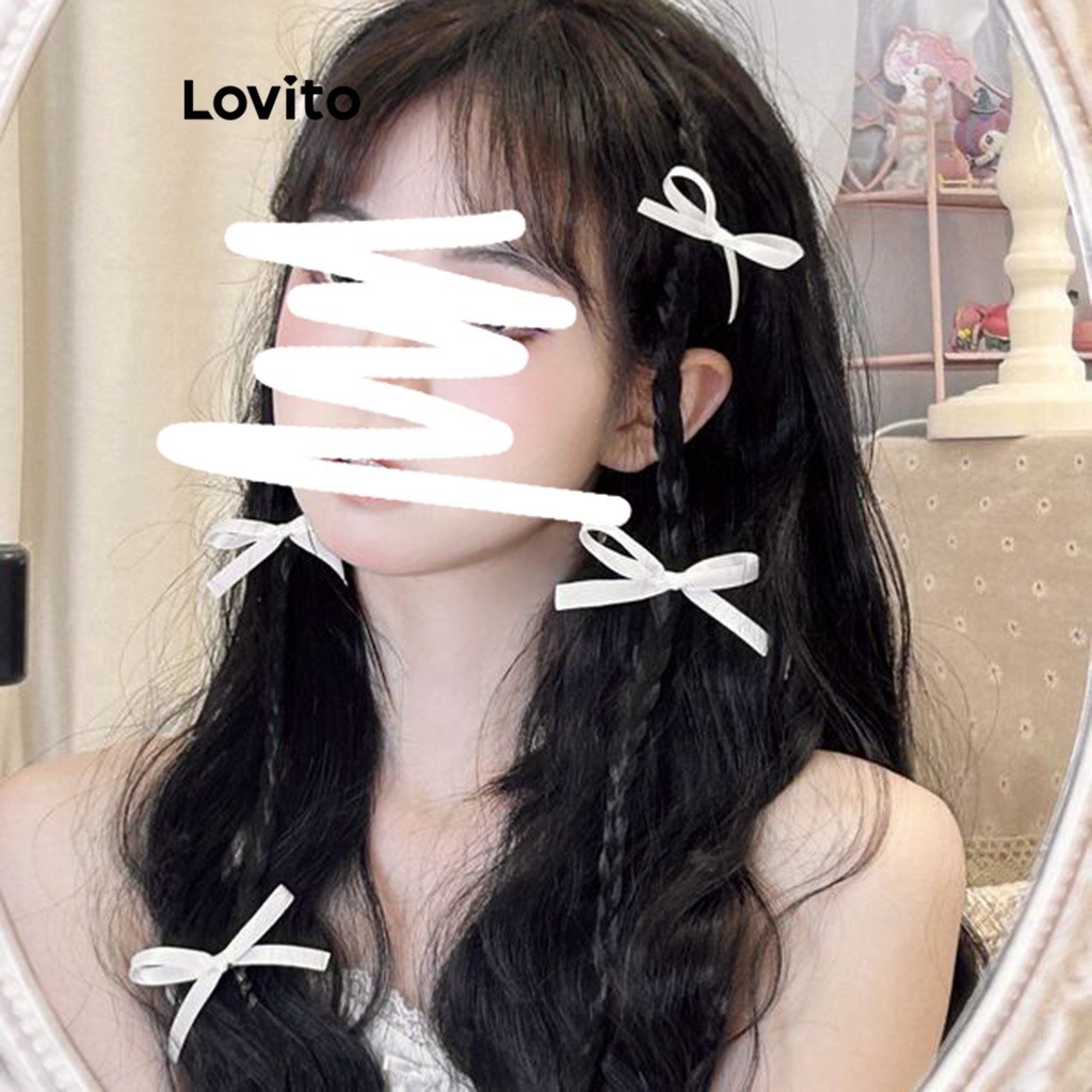 Lovito กิ๊บติดผมผู้หญิง รูปโบว์น่ารัก LFA04211 (สีออฟไวท์ / สีชมพู / สีฟ้า)