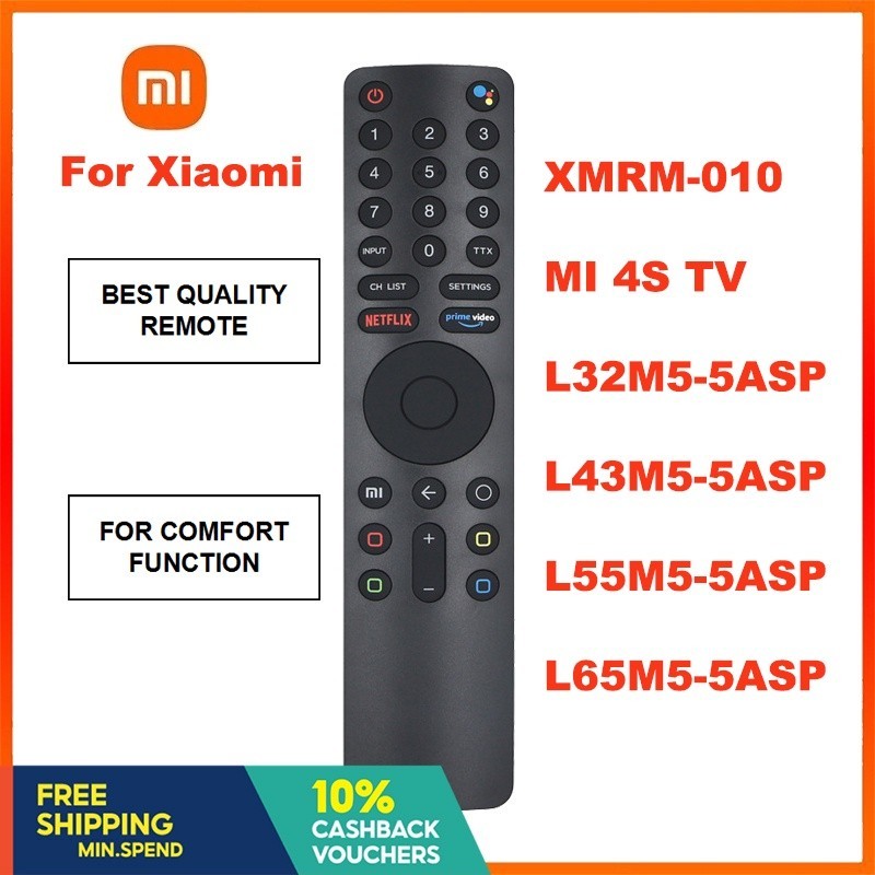 รีโมทคอนโทรล XMRM-10 สําหรับ MI TV 4s 4k สําหรับ Xiaomi MI TV Voice Remote พร้อม Google Assistant L32M5-5ASP XMRM-010