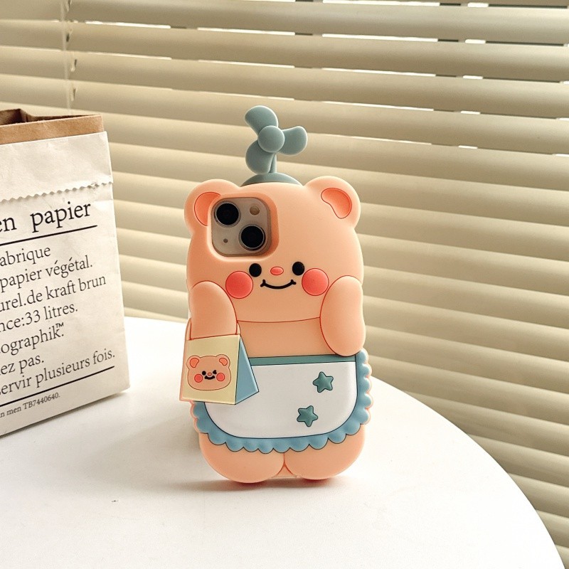 เคสโทรศัพท์มือถือ ซิลิโคน ลายกังหันลม หมี 3D หมุนได้ สําหรับ iPhone 11 12 13 14 15 12Pro 13Pro 14Pro 15Pro 15Promax 14Promax 13Promax 12Promax 13