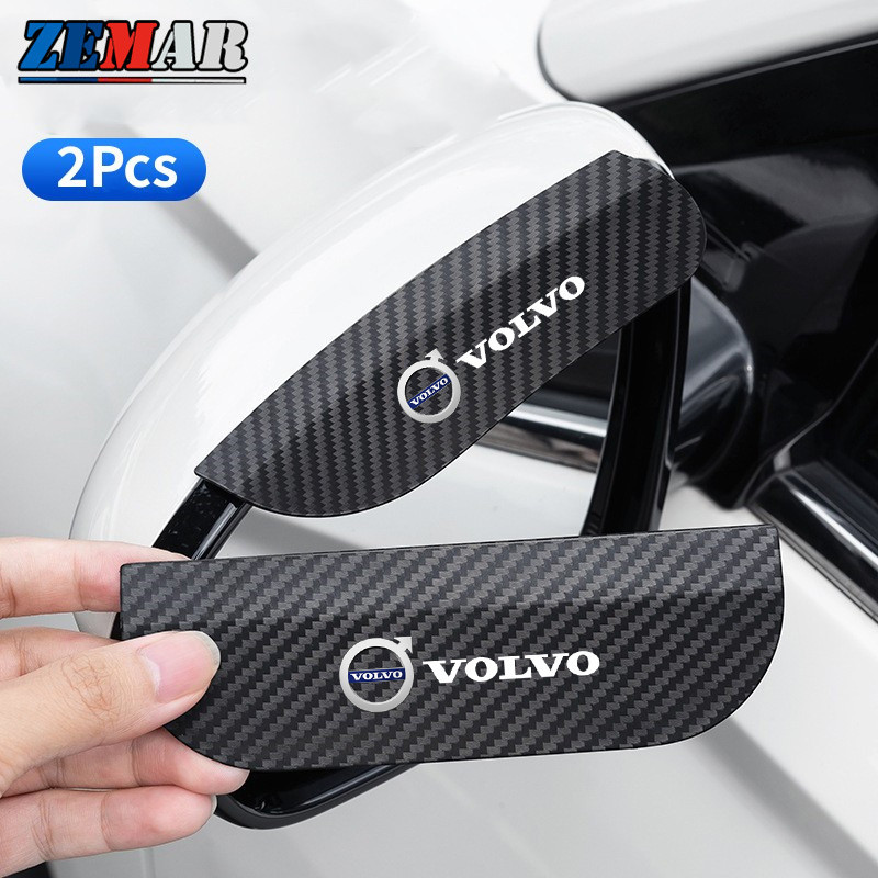 สติกเกอร์คาร์บอนไฟเบอร์ กันฝน สําหรับติดกระจกมองหลังรถยนต์ Volvo XC60 S60 S80 XC90 V60 XC40 C40 2 ชิ้น