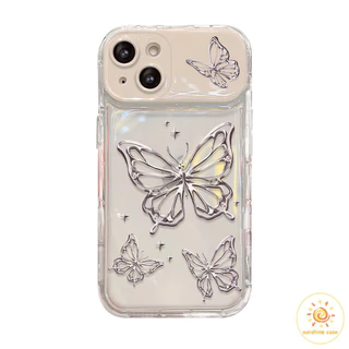 กระจกพับ กระจกแต่งหน้ารูปผีเสื้อสวยงามเต็มจอ ไอโฟน11 For iPhone12 13 14 15Pro MAX X XS XR XS 6 7 8Plus SE2020เคสโทรศัพท์