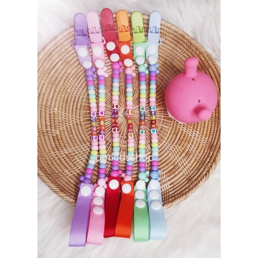 สายคล้องยางกัด ลายลูกปัดเบบี้ ลายเลิฟ สายคล้องกันหล่น สายคล้องจุกหลอก ราคา ถูกที่สุด ดีลบีเคเค แกลเลอรีภาพที่ 8