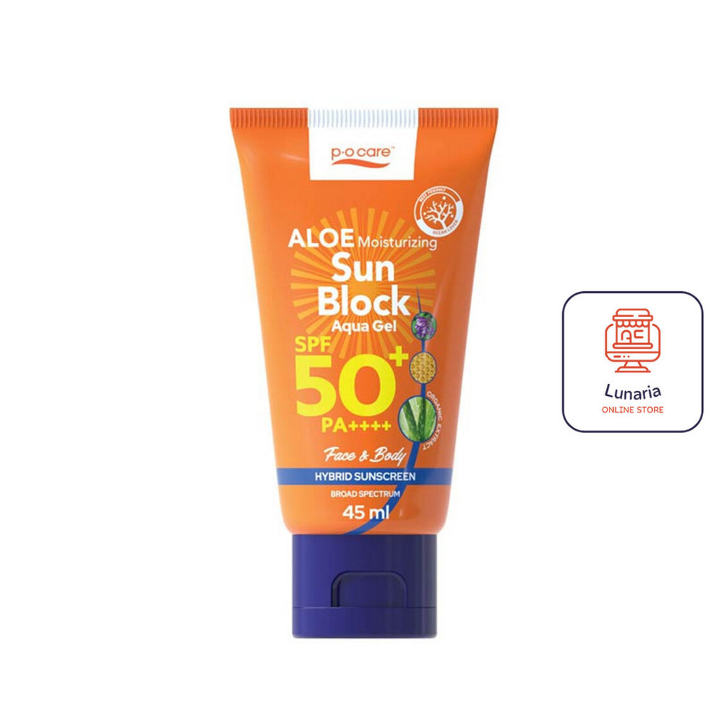 PO Care Aloe Moisturizing Sun Block Aqua Gel SPF50 PA++++ พีโอแคร์ กันแดด เอสพีเอฟ 50 ขนาด 45 ml. จำ