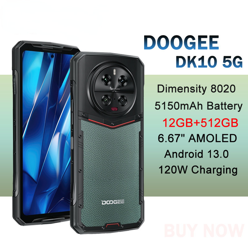 Doogee DK10 สมาร์ทโฟน 12GB+512GB 50MP Quad 120W ชาร์จเร็ว 6.67 นิ้ว Android 13 มิติ 8020 5G NFC