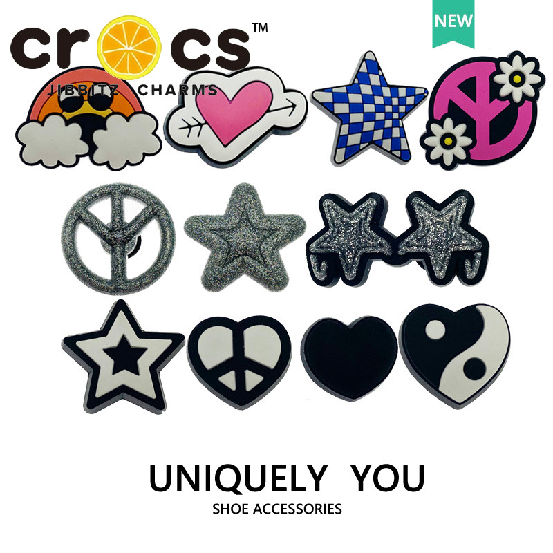 Jibbitz crocs charm แท้ การ์ตูนดาวห้าแฉก หัวใจ น่ารัก อุปกรณ์เสริมรองเท้า