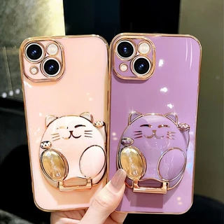 เคสโทรศัพท์ OPPO Reno11F 5G Reno11 5G Reno 11 Pro 5G Reno 8T 8 8Z 5G Reno 7 8 4G Reno7Z 5G เคสโทรศัพท์ เคสโทรศัพท์พร้อมขาตั้งแมวกวัก Gong Xi Fa Cai
