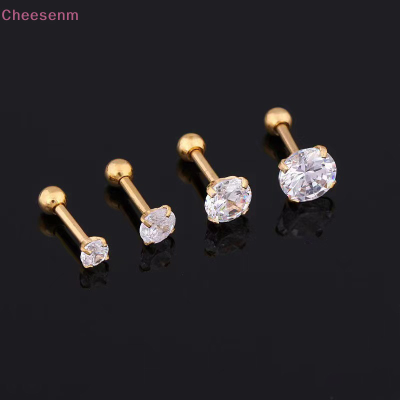 Cheesenm ต่างหูสตั๊ดเดี่ยว Rhinestone 4 Fangs สําหรับผู้หญิงผู้ชาย 1 ชิ้น