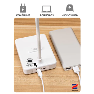 ZHICHUANG โคมไฟตั้งโต๊ะ โคมไฟอ่านหนังสือ LED ไฟมินิมอล มีแบตเตอรี่ในตัว ปรับแสงได้3สี รี่แสงได้