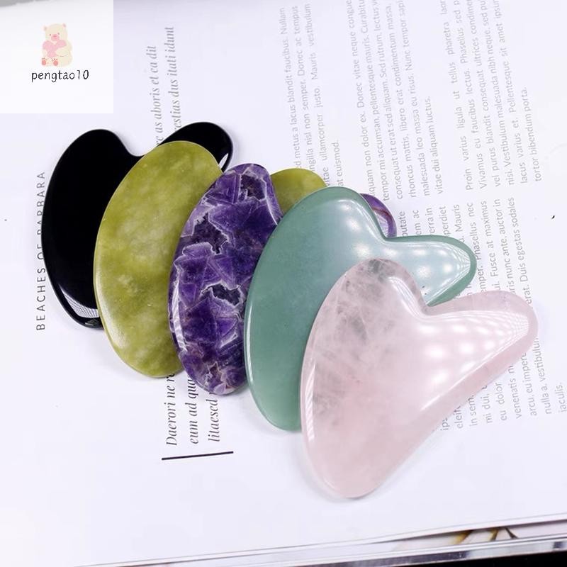 Pengatao10 1PC ใหม่หิน Gua Sha นวดสําหรับ Face Rose Quartz Guasha แผ่นหยก Face Massager Scrapers เครื่องมือสําหรับ Face คอกลับใหม่