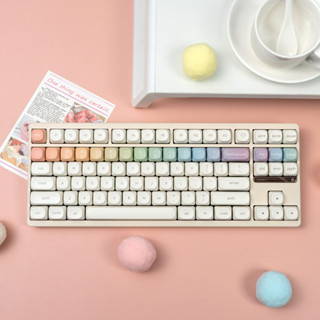 โปรไฟล์ MOA Rainbow Creamy White R2 Keycaps PBT Dye-sub สําห…
