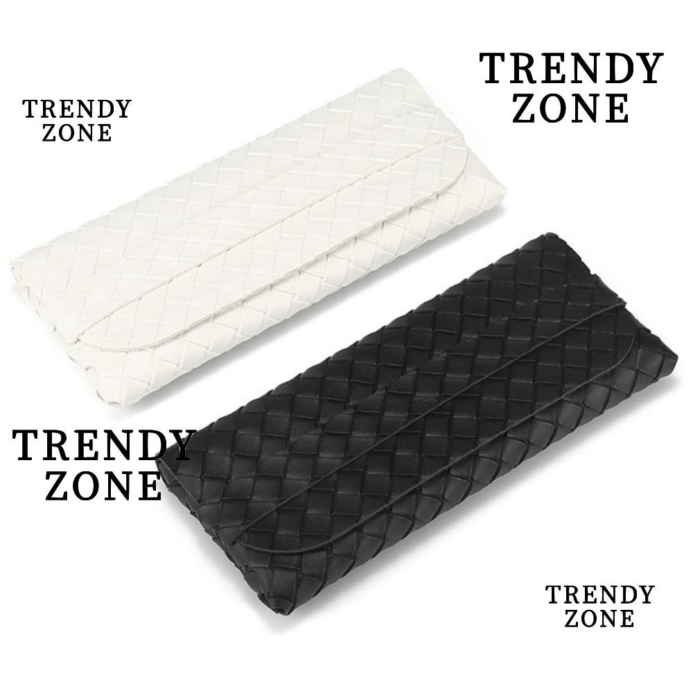 Trendyzone กระเป๋าแว่นตา, แว่นกันแดดแบบพกพาแฮนด์เมด, กระเป๋าใส่แว่นตาหนัง PU นุ่มถัก