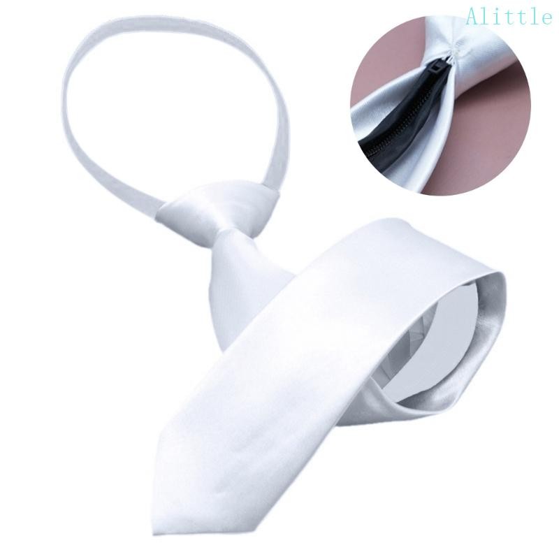 Alia สีทึบ Tie สําหรับผู้ชายผู้หญิงเด็กผ้าไหมสีขาว Pre ผูกเนคไทอย่างเป็นทางการสวมใส่ Ties