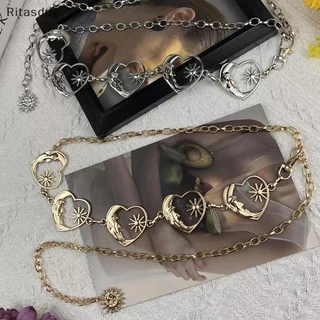 Ritasday Harajuku Punk Moon เข็มขัดโลหะผู้หญิง Vintage Punk Gothic Moon Sun เอวสูงเข็มขัดจี้เข็มขัดหญิงใหม่