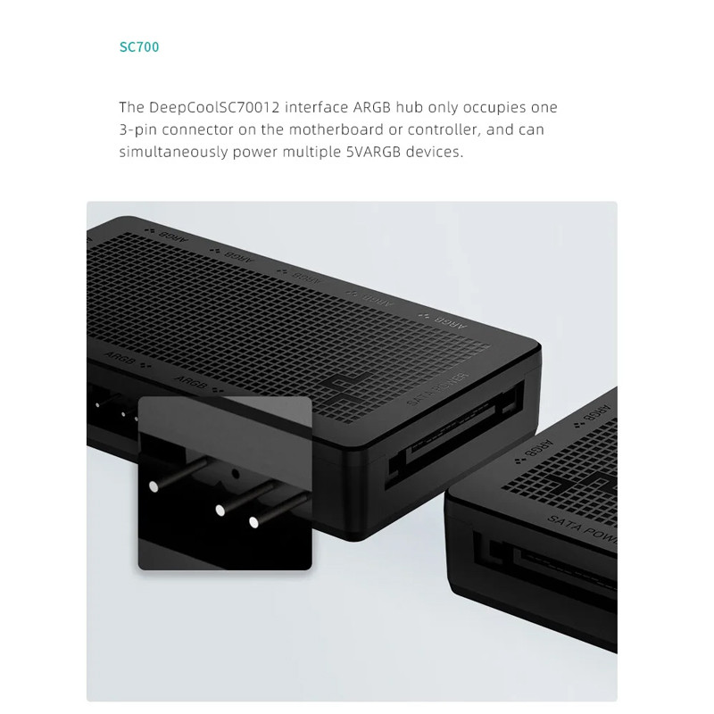 Deepcool ARGB HUB SC700 12-PORT ARGB HUB SC790 2 in 1 6PWM & 6ARGB SATA Power Control เชื่อมต่อ ราคา ถูกที่สุด ดีลบีเคเค แกลเลอรีภาพที่ 6