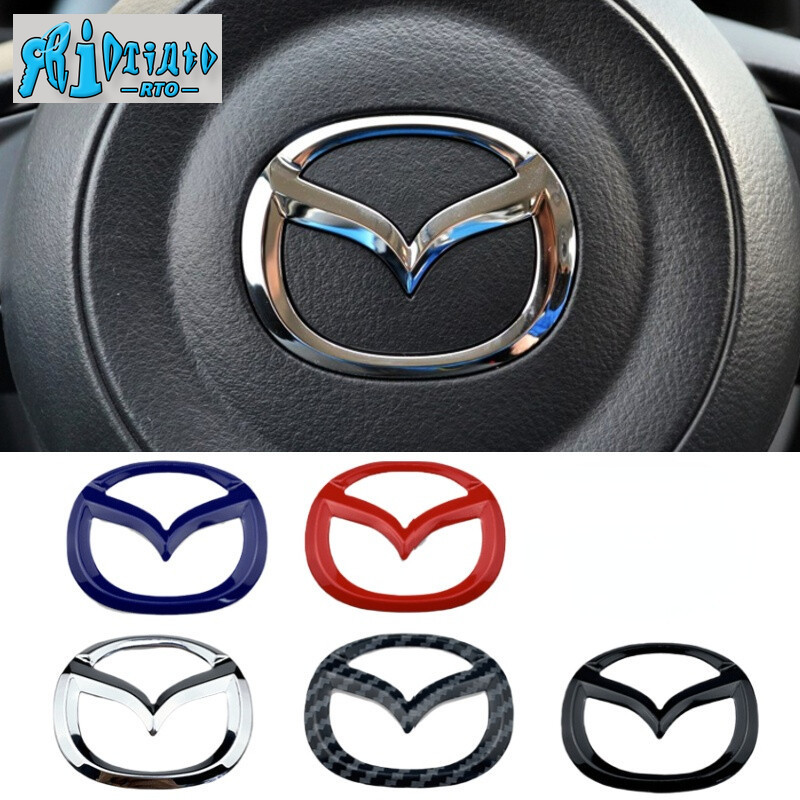 1 PC Auto พวงมาลัยรถสแตนเลสโลโก้สติกเกอร์ Trim สําหรับ Mazda 2 3 5 6 CX5 Demio CX3 CX30 MX5 CX7 8 32