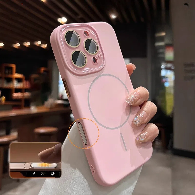 เคสแม่เหล็กซิลิโคนเหลวเดิมสําหรับ ไอโฟน 16 13 14 15 มือโปร สูงสุด กระจกป้องกันกล้องฝาครอบปุ่มควบคุม