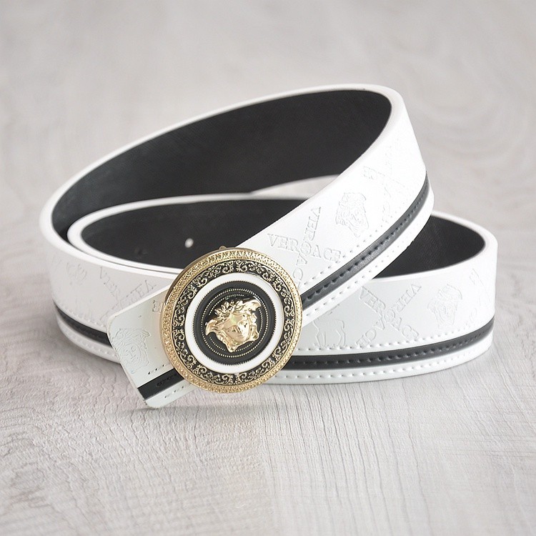 Versace เข็มขัดหนังวัวแท้ ลายนูน สามสี สไตล์นักธุรกิจ สําหรับผู้ชาย (4)