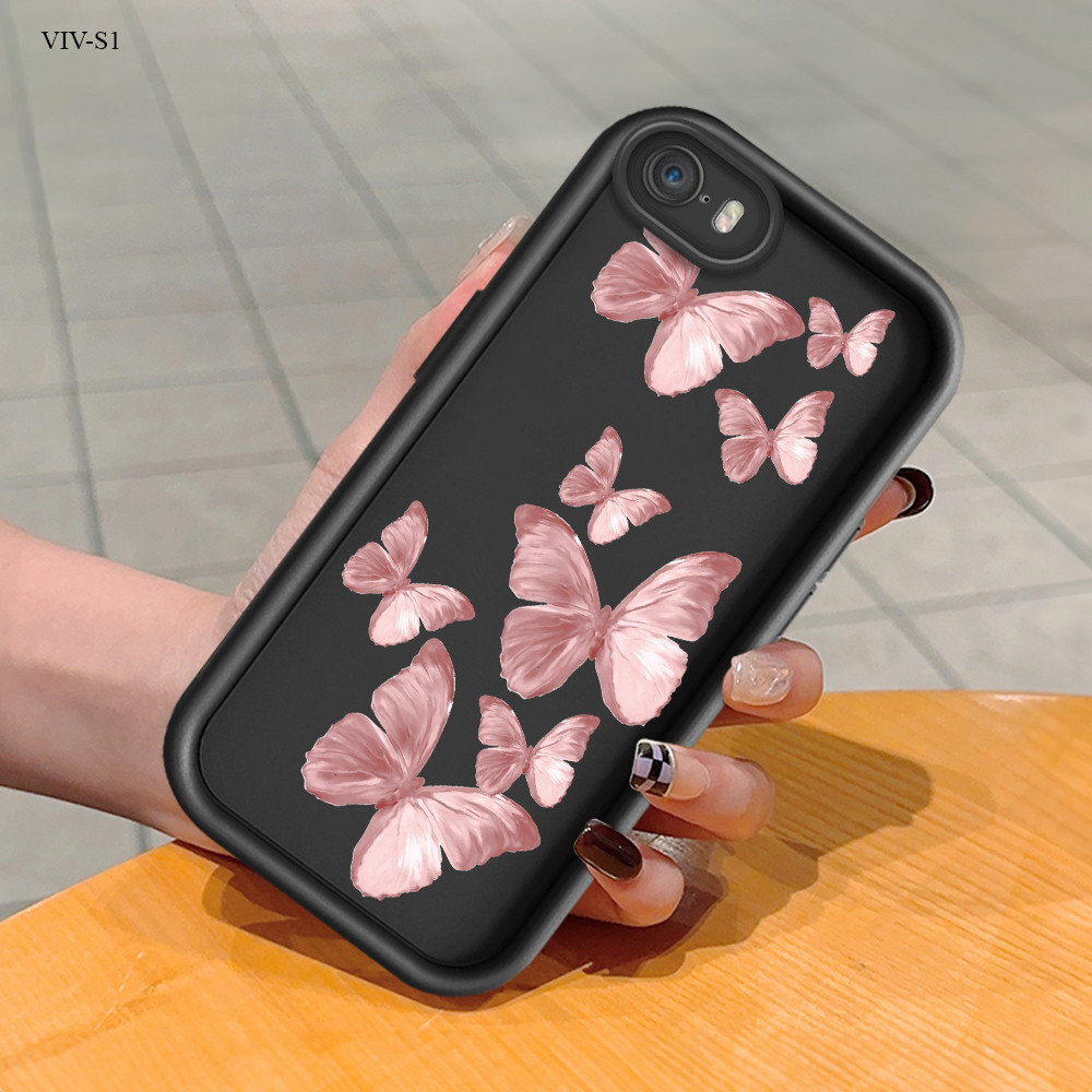 VIVO V29 V27 V27E V25 V25E V23 V23E V15 V11i V5 V5S S1 Lite Pro 4G 5G เคสวีโว่ สำหรับ Case Coral Pink butterfly เคสโทรศัพท์ Back Cover