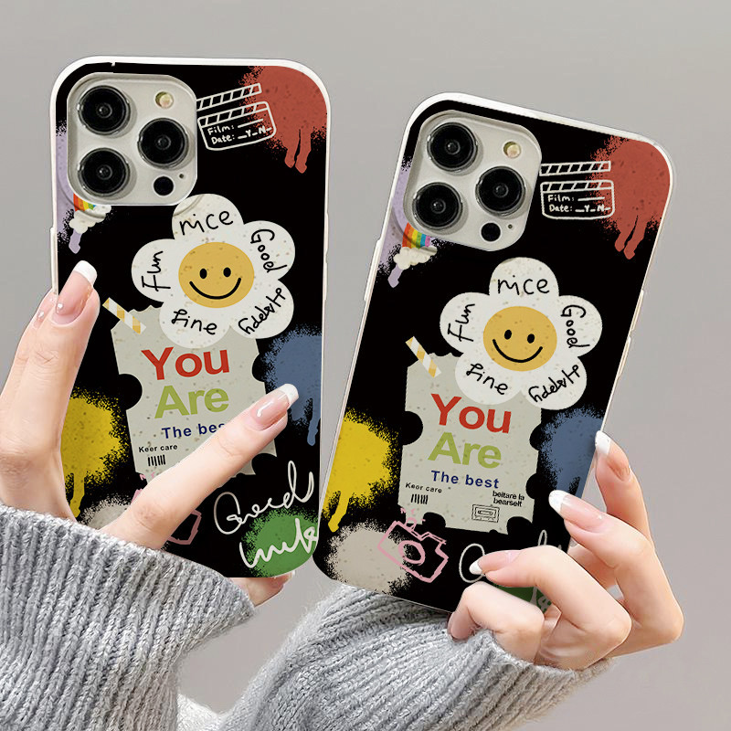สำหรับ iPhone 11 13 For เคสไอโฟน14 15 12 Pro Max X XS XR 6 7 8 14 15 Plus 12 13 MINI การ์ตูน น่ารัก ตลก SMILE รุ่น เคส
