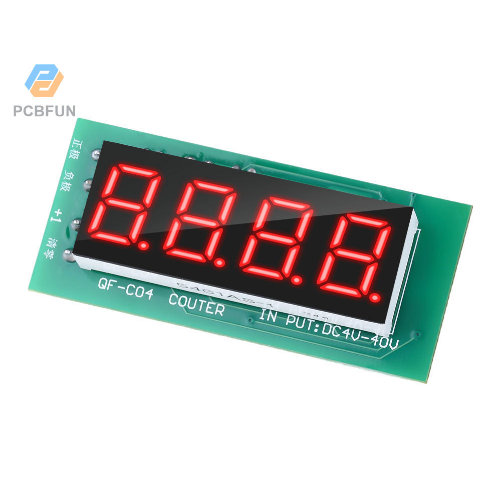 Pcbfun โมดูลนับจํานวนดิจิทัล DC4-40V แรงดันไฟฟ้ากว้าง 4 หลัก 0-9999 พร้อมหน่วยความจํา ระดับต่ํา
