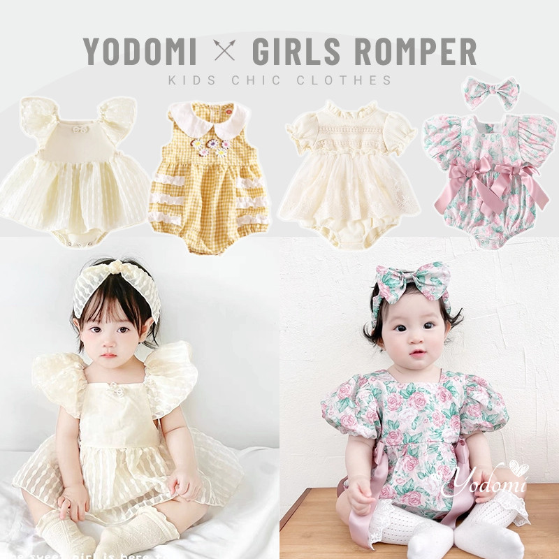 Onesies ชุดบอดี้สูท รอมเปอร์ จั๊มสูท แขนสั้น สไตล์เจ้าหญิง สําหรับเด็กทารกแรกเกิดผู้หญิง 0415